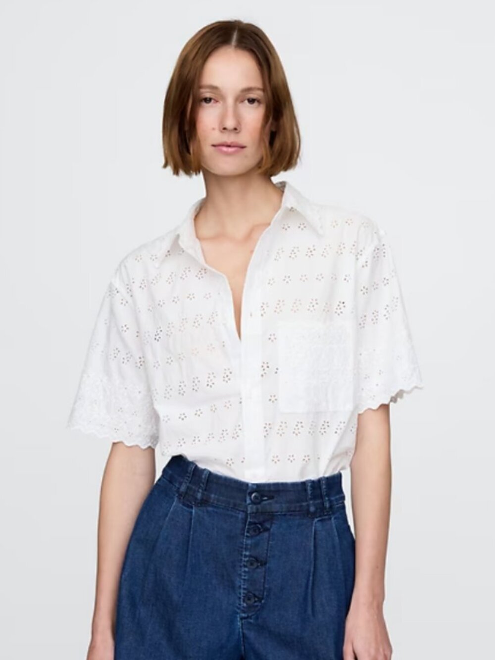 GAP x Doen White Eyelet Button-Up Shirt